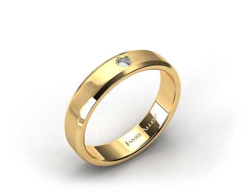 18k Yellow Gold 6mm Beveled Bezel Set Diamond Wedding Ring
